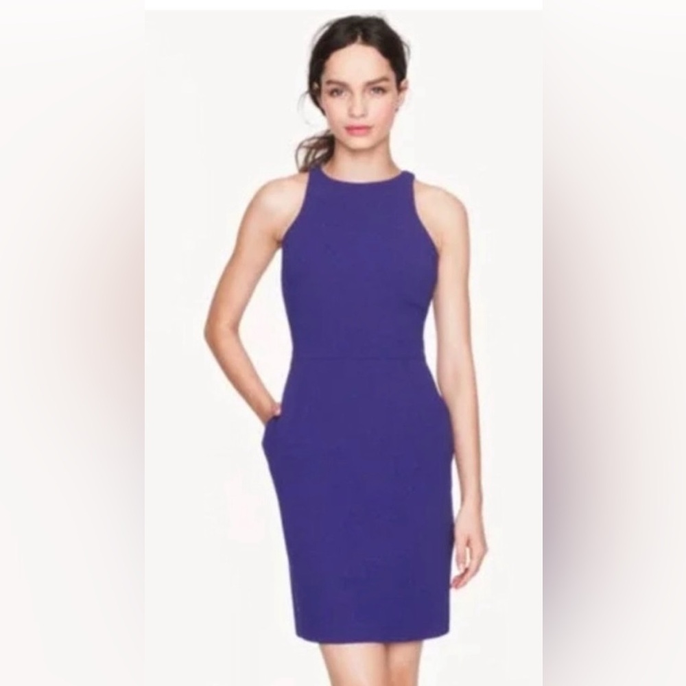 NWT J. Crew cutaway racer back dress in Byzantine blue crepe, size 6